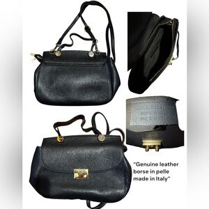Genuine Leather Black Handbag
